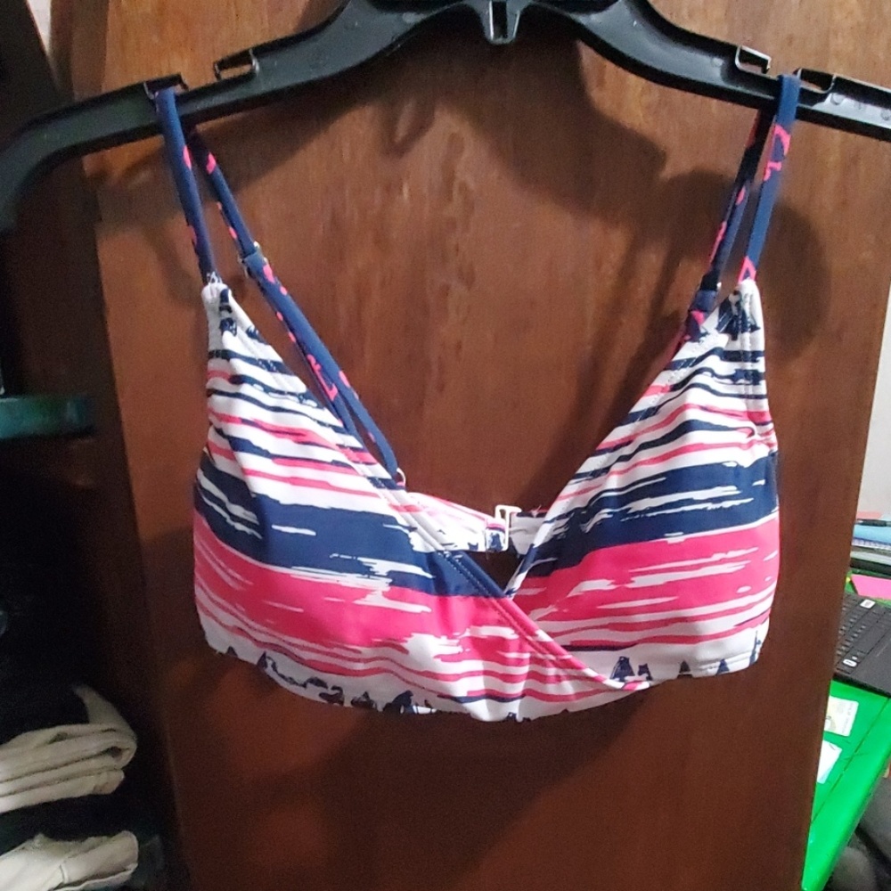 Red, white, and blue bikini top